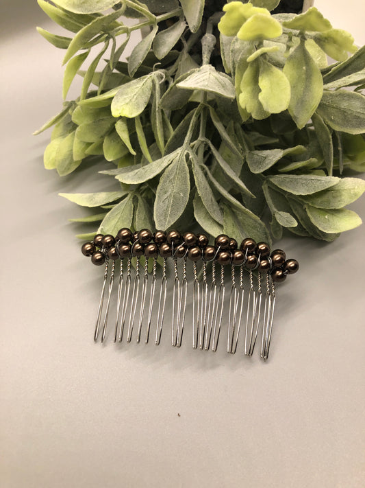 Deep Purple Beaded  Hair Comb 3.5' Silver Metal Comb Retro Bridal Prom Wedding Party