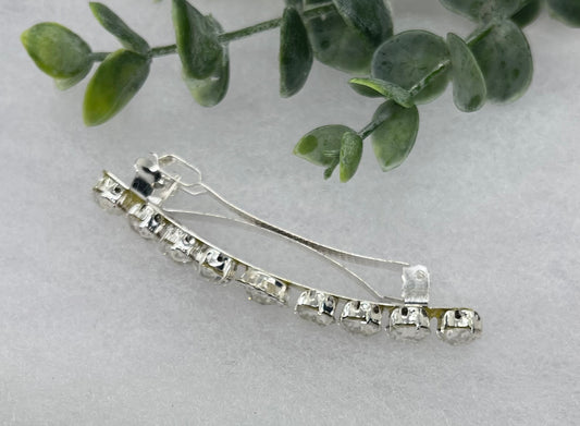 Clear Crystal rhinestone silver  tone barrette approximately 3.0” long hair accessory bridal wedding Retro Bridal Party Prom Birthday gifts